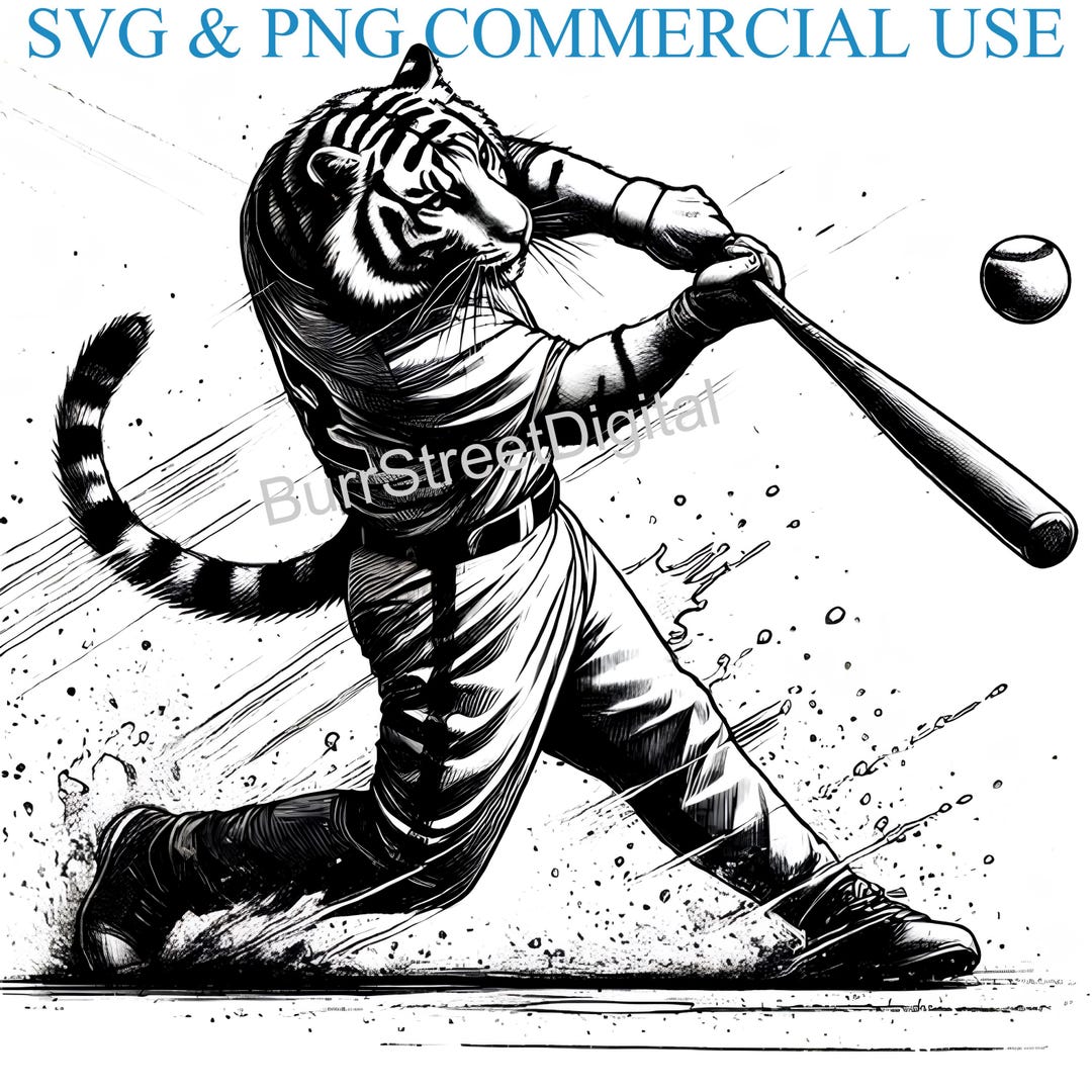 Detroit Tiger Hitting Homerun SVG, PNG Files (digital Download) - Etsy