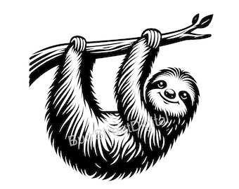 Sloth SVG & PNG Digital Files, Vector Graphic Design Print Laser Engrave Files, Instant Digital Download