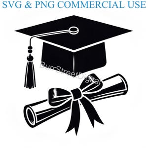 Graduation Cap and Diploma SVG & PNG Digital Files, Vector Graphic Design Print Laser Engrave Files, Instant Digital Download