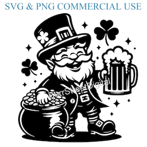 Leprechaun SVG & PNG Digital Files, Vector Graphic Design Print Laser Engrave Files, Instant Digital Download