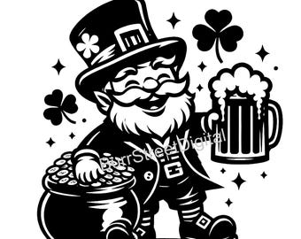 Funny Leprechaun SVG & PNG Files: Vector Graphic (Digital Download)