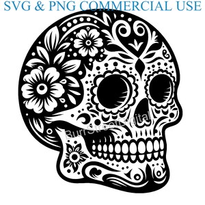 Sugar Skull SVG & PNG Digital Files, Vector Graphic Design Print Laser Engrave Files, Instant Digital Download,