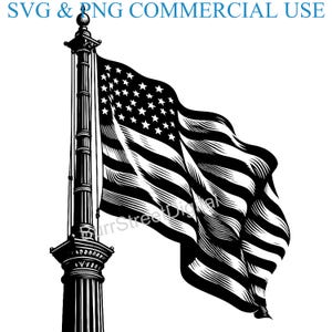 American Flag SVG & PNG Digital Files, Vector Graphic Design Print Laser Engrave Files, Instant Digital Download