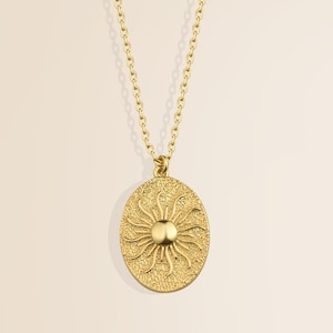 Sun Talisman Gold Medallion Necklace | Radiant Energy Symbol | Timeless Mythology Inspired Jewelry| Gift for Her | Solar Necklace | Handmade