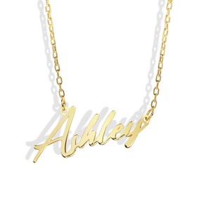 Collar con nombre personalizado en oro macizo, fuente cursiva, regalo para mamá