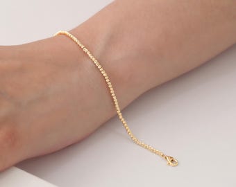 14Kゴールドサテライトブレスレット、ビーズチェーンブレスレット