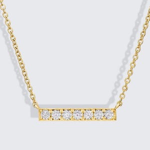 Diamond Bar Necklace / 14K Gold Diamond Necklace / Elegant Diamond Necklace / Stone Diamond Bar Necklace / Elegant 7 Diamond Necklace