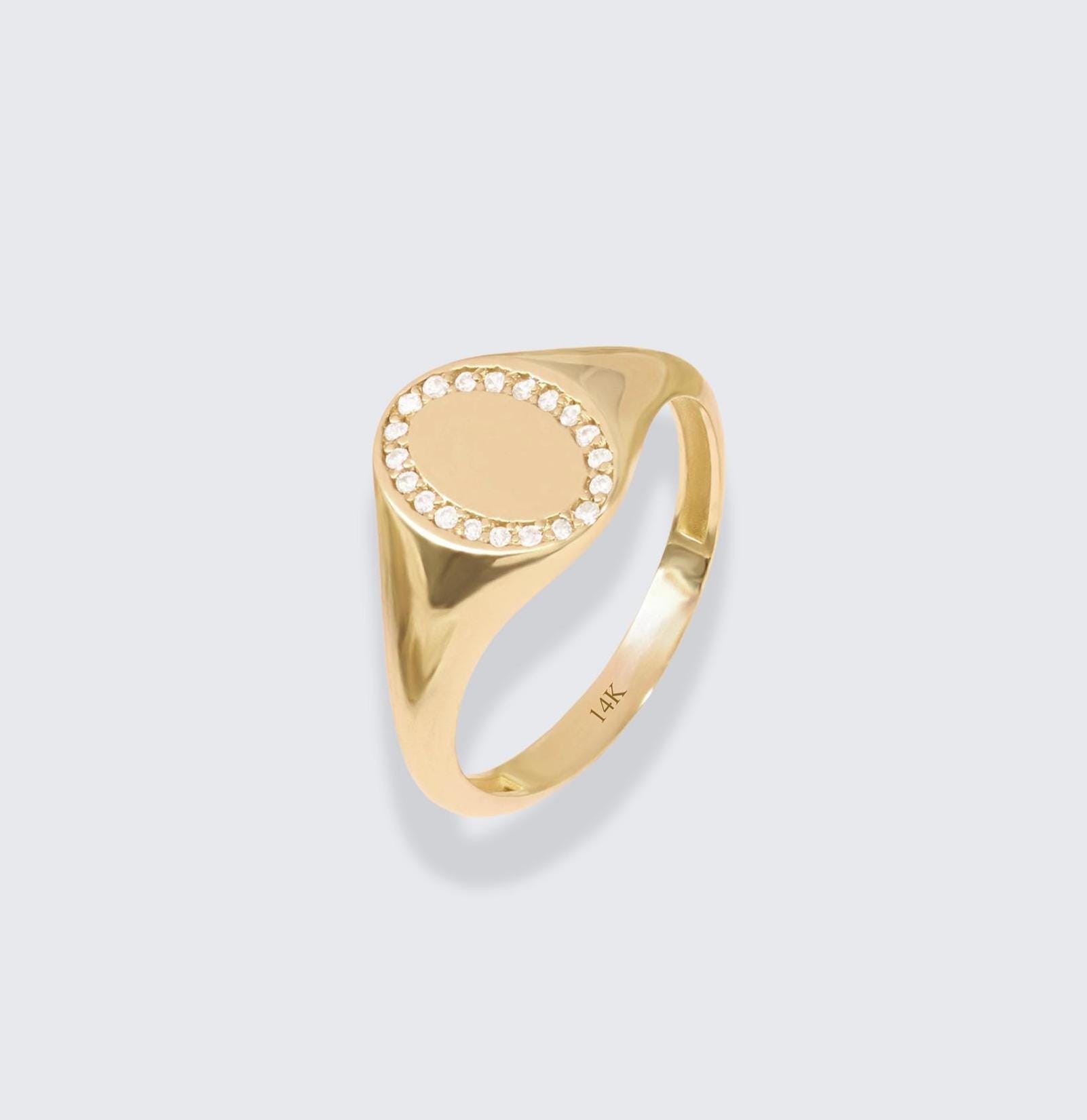 MEJURI 14k YG パヴェダイヤモンド シグネットピンキーリング 14K