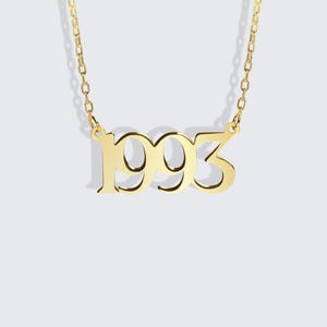 Real Gold Date-Year Necklace / 10K&14K Solid Gold Personalized Year Necklace / Special Number Necklace / Anniversary Gift / Gift for Women
