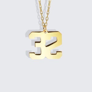 10K & 14K Solid Gold Personalized Number Necklace / Sports Jewelry Sportswear Number Necklace / Year Necklace / Personalized Lucky Necklace