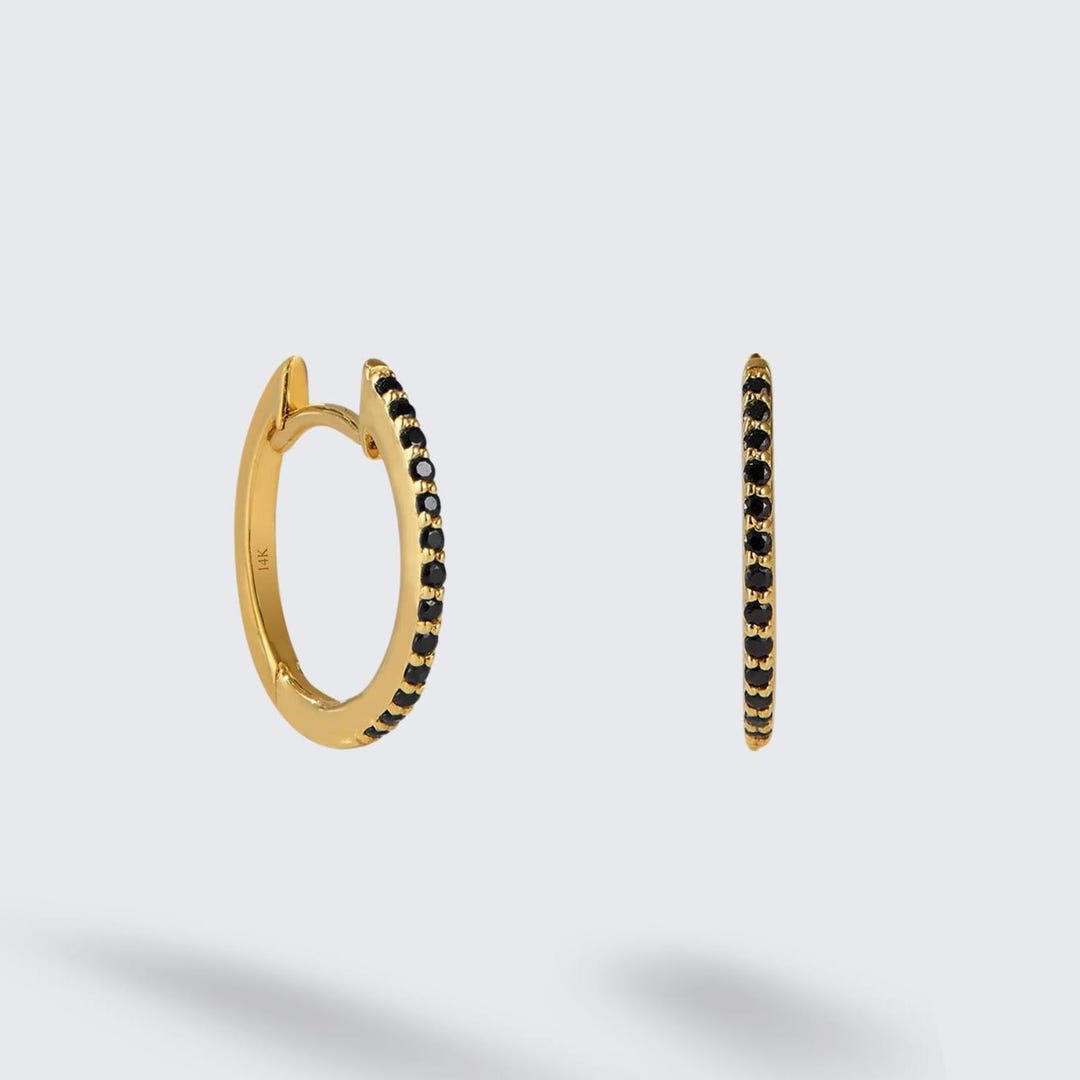14 Karat Gold Plated CZ In/Out Hoop Earrings
