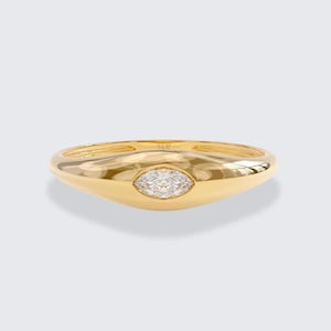 0.25 Ct Diamond Marquise Ring, 10K&14K Solid Gold Solitaire  Bazel Engagement Ring, Framed Diamond Stone Little Finger Band,Anniversary Gift