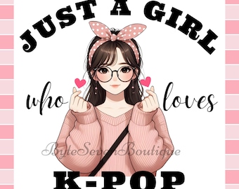 Cute Kpop Girl Korean Finger Heart Clipart SVG PNG Korean Pop Shirt Design for K-pop Lovers Kpop Gift Stickers Kpop Fan Girl Sublimation