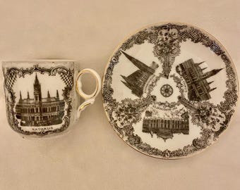 Tasse et soucoupe Victoria Chine Tchécoslovaquie