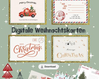 Christmas cards with 12 designs, Christmas card PDF, printable Christmas cards, Christmas designs, Christmas greeting cards, printable, instant download