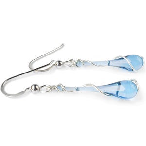 Aquamarine Recycled Glass Drop Earrings