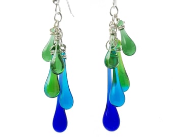 Ombre Glass Cluster Earrings // select colors