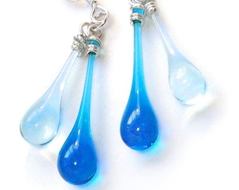 Double Drop Glass Earrings, select your colors