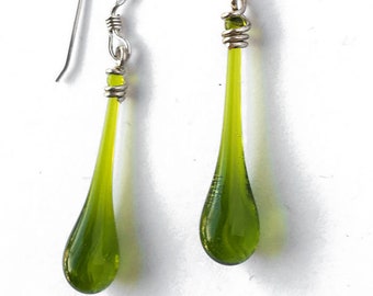 Moss green drop earrings