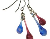 Patriotic Red, White, and Blue Glass Drop Earrings // Sundrop Jewelry // Gift under 50