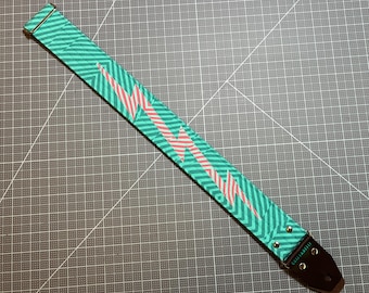 Lightning BOLT! teal/handmade guitar strap/one-of-a-kind