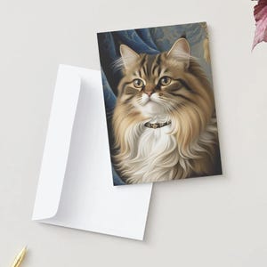 Cartes de voeux portrait chat tigré – Design élégant XOXO (lot de 10) à personnaliser