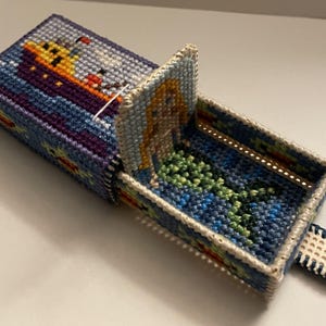 Pop Up Matchbox "Catch of the Day" Cross Stitch on Perforated Paper Tutorial