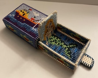 Pop Up Matchbox "Catch of the Day" Cross Stitch on Perforated Paper Tutorial