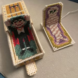 Perforated Paper Cross Stitch Pop Up Matchbox " Whats in the Box ?" Tutorial