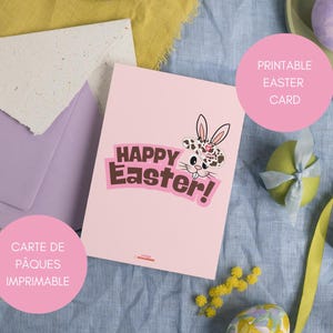 Carte joyeuse Pâques, Carte joyeuse Pâques imprimable, Carte pâques numérique, Printable Happy Easter card.