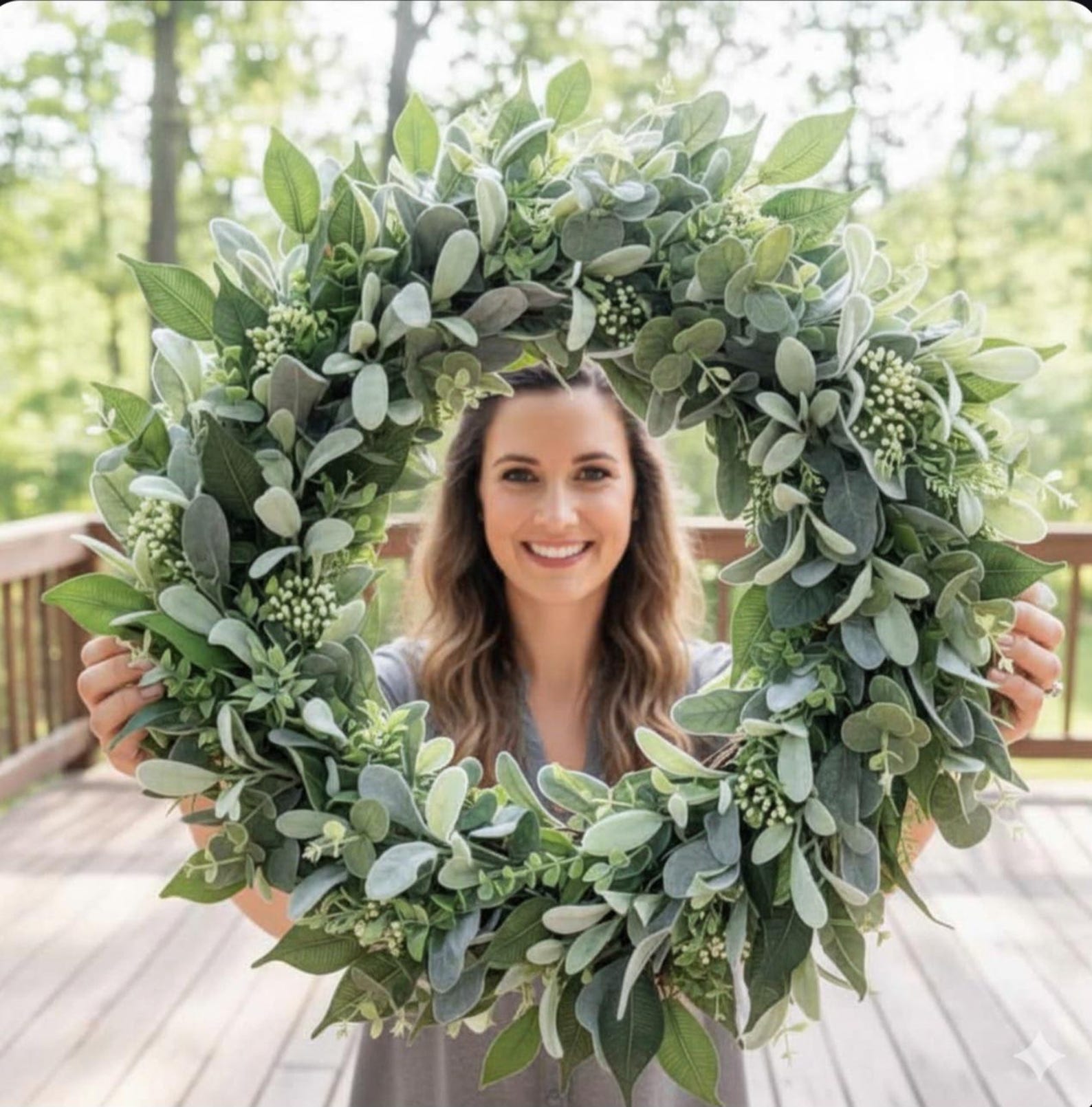 Lamb's Ear all seasons green wreath for front door, Country farmhouse wreath, Greenery wreath, winchesterwendy, Client gifts, Realtor gifts
