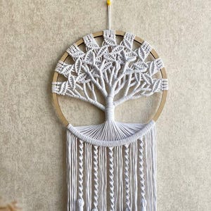 White Tree Of Life Macrame Wall Hanging, Personalized, Anniversary, Wedding Gift, Gift For Her, Farmhouse Decor, Housewarming Gift