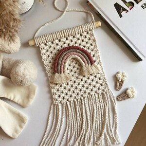 Rainbow Macrame Wall Hanging, Nursery Decoration Boho Baby Shower Birthday Gift, Woven Wall Art