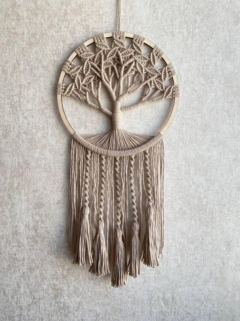Tree Branch Macrame Personalized Tree of Life Macrame Wall Hanging, Boho Wall Decor ...