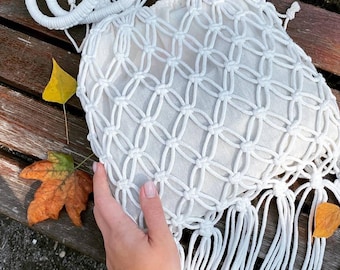 Handgemaakte zomerdraagtas, macramé boho-shopper, strandtas, Crocket Shopping Market-tas