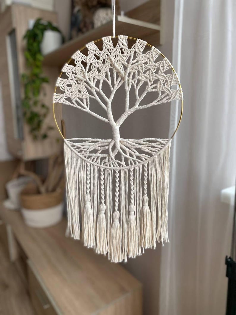 Tree Branch Macrame Personalized Tree of Life Macrame Wall Hanging, Housewarming Gift, Boho ...