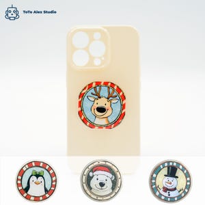 Christmas Phone Grip | Holiday-Themed Pop Socket | Cute Festive Phone Stand | Stocking Stuffer Gift | Christmas gift, Santa Designs