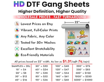 Custom DTF Gang Sheets, Wholesale DTF Prices, Direct to Film Transfers, Bulk DTF Prints,  Custom Heat Transfers, dtf Gang Sheet Transfers