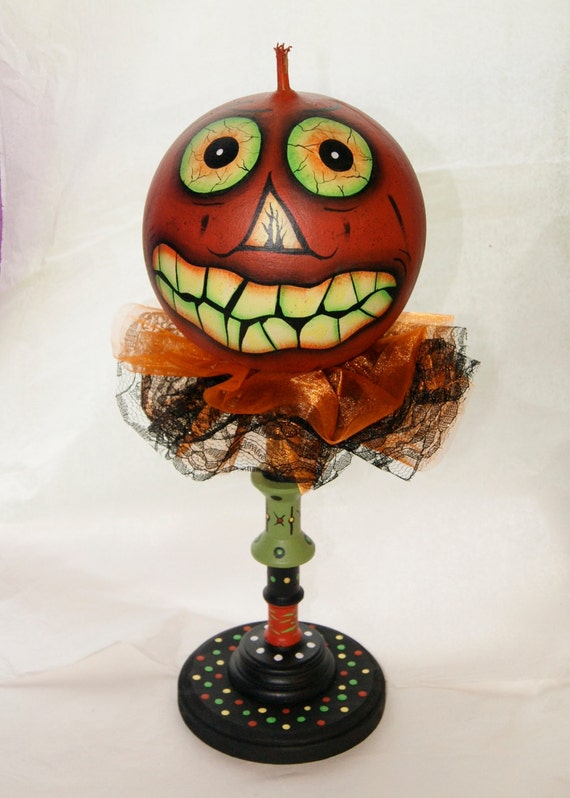 Items similar to Gourd Head Figure, Halloween Hand Painted Gourd, Haunted Swamp Holiday Home