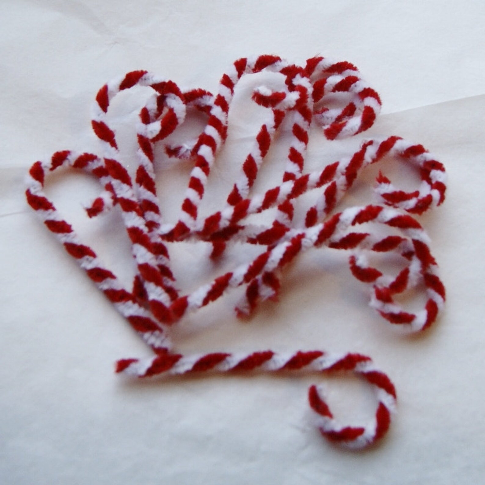 12 Chenille Candy Canes Red and White Vintage Style Chenille Etsy