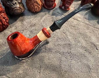 Distinguished Diplomat burgundy rusticated briarwood pipe with gopher wood and caramel accents