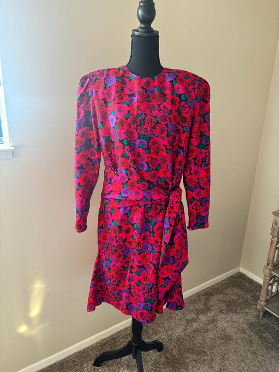 Liz Claiborne, 1980s Liz Claiborne Silk Floral Dress