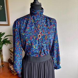 1980s Abstract Floral Blouse