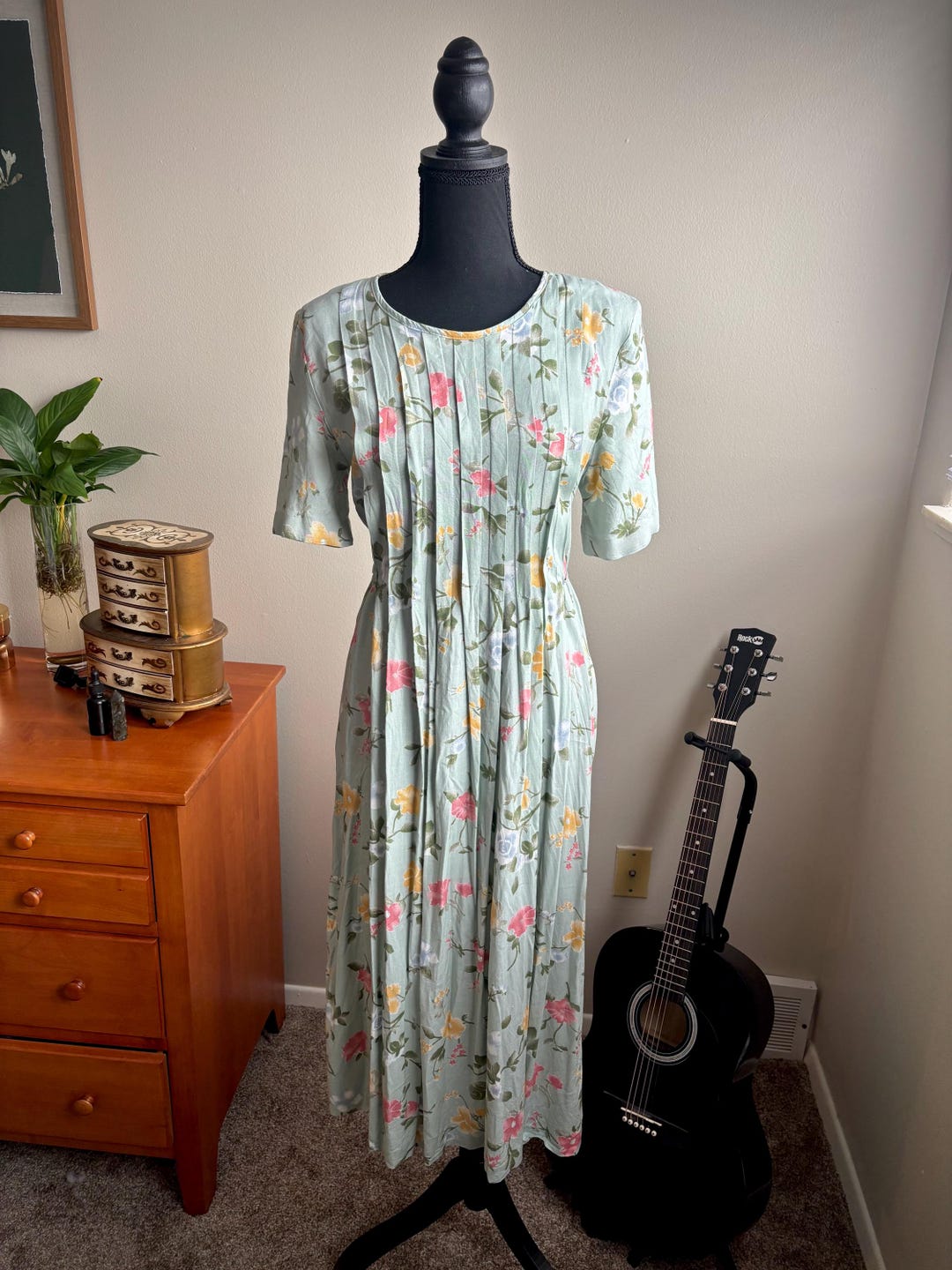 1990s Bright Floral Print Midi Dress (XS/S) main image 0