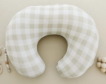 Nurse pillow cover breastfeeding Pillow Cover for Baby Boys and Girls baby shower gift  Neutral Baby Support Pillow U Shaped Pillow Gingham