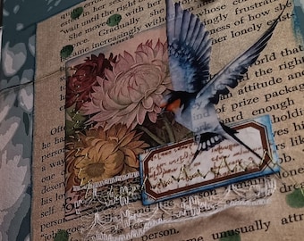 Handmade Junk Journal and Folio: Vintage Bird Botanical Theme
