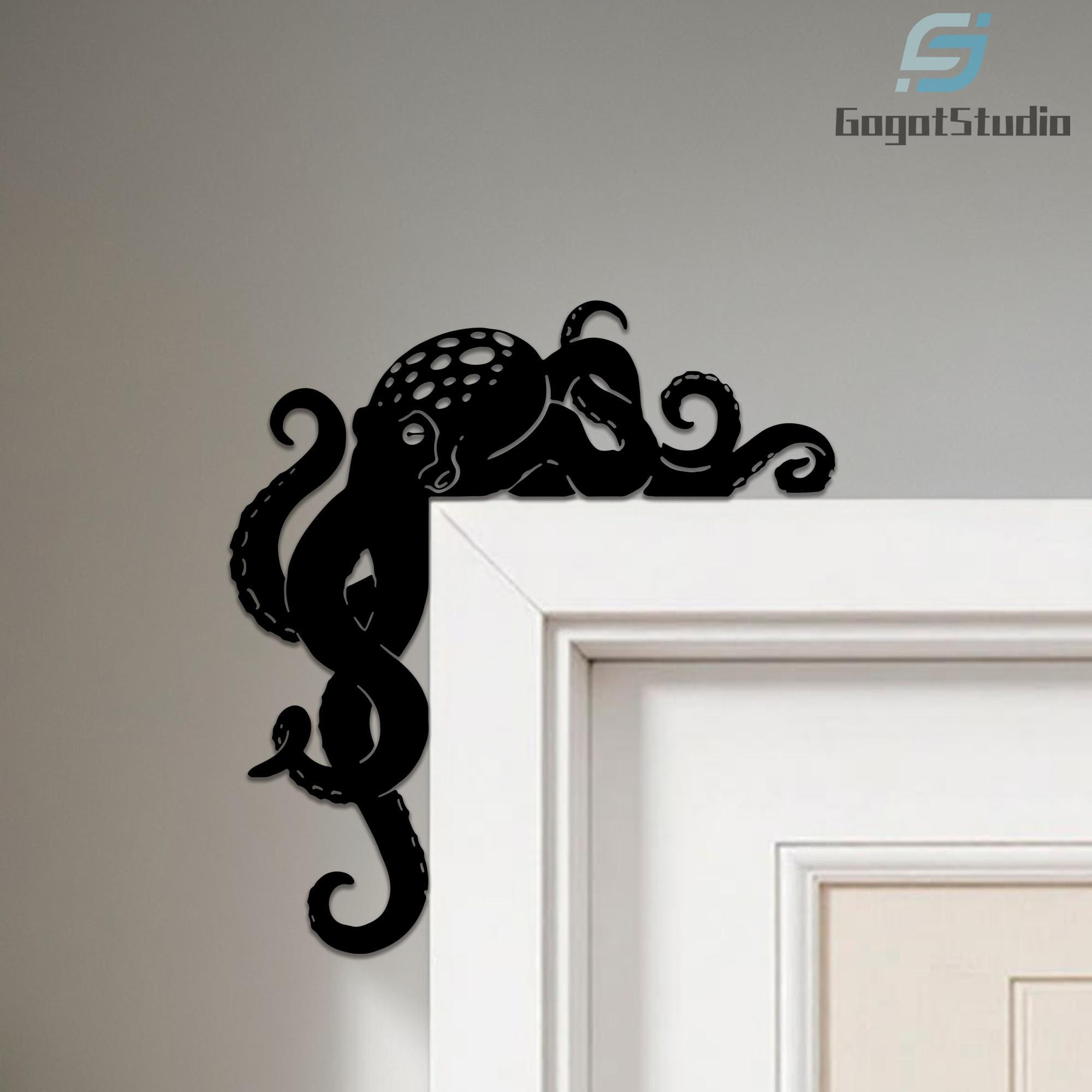 Octopus Metal Door Corner Sign, Door Topper, Home Entry Decor, Gifts ...