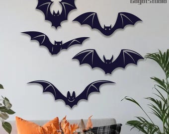 Halloween Metal Bats Set of 5,Bats Halloween Decor Bats Metal Wall Decor,Metal bats Halloween,Bat Decor,Garden, Tree, Wall, Front Door Decor