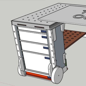 Rolling Cart (WRoC) voor werkbank voor Dewalt 7491-tafelzaaguitvoer