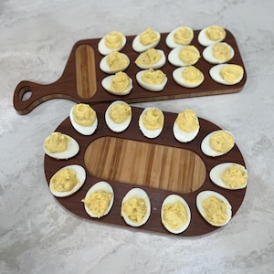 Deviled Egg Charcuterie Board, Unique Egg Platter with Charcuterie Sections, Handmade Reversible Deviled Egg Tray Platter, Wood Serving Tray